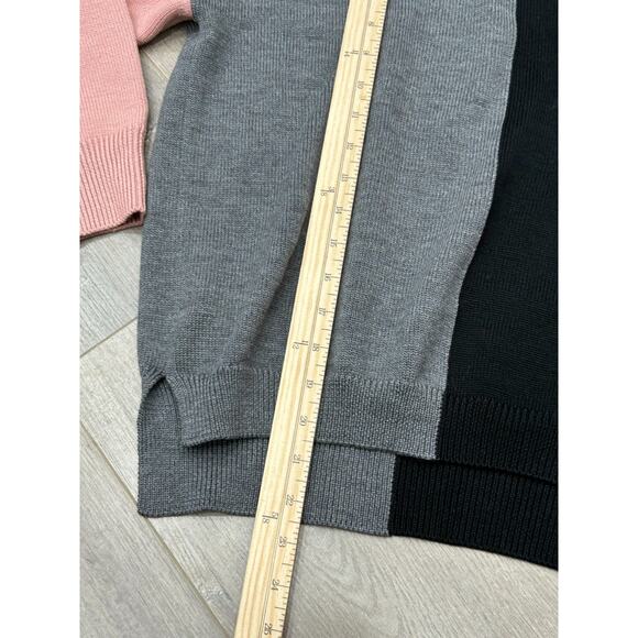 Fuzzi Women's Gray Black Wool Colorblock Crew Neck Pullover Sweaters Size XS - Picture 3 of 7